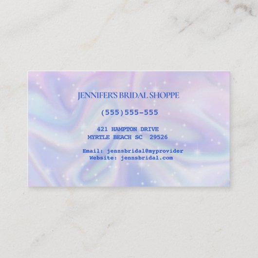 ホログラフィックブルーパープルグリッター名刺 名刺 (裏面)