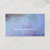 ホログラフィックブルーパープルモダンモノグラエレガントム 名刺 (正面)