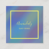 ホログラフィックブルーメイクアップARTISTインフルエンサー スクエア名刺 (正面)