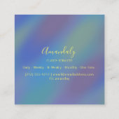 ホログラフィックブルーメイクアップARTISTインフルエンサー スクエア名刺 (裏面)