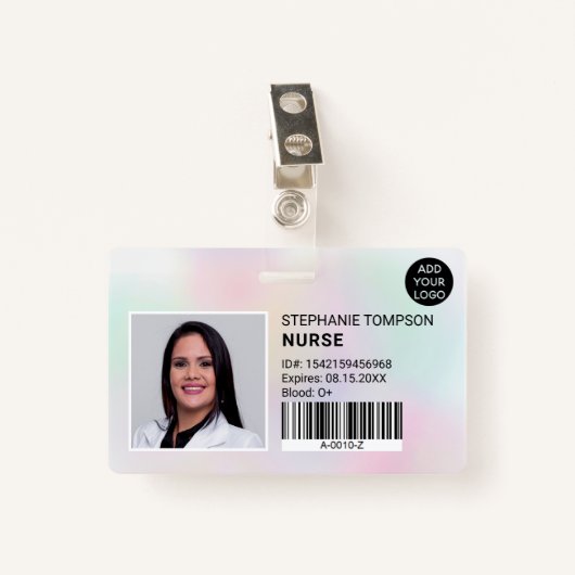 ホログラフィックプロフェッショナルナースフォトロゴコード バッジ (正面クリップ)