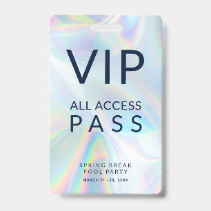 ホログラフィックプールパーティーVIPすべてのアクセスパスイベント バッジ