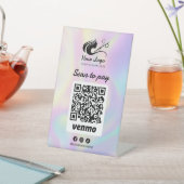 ホログラフィックヘアサロンロゴVenmo Scan to Pay 台座サイン (インサイチュ)