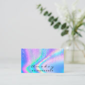 ホログラフィックヘアサロン美しいピンクドリップメイクアップ 名刺 (スタンド正面)