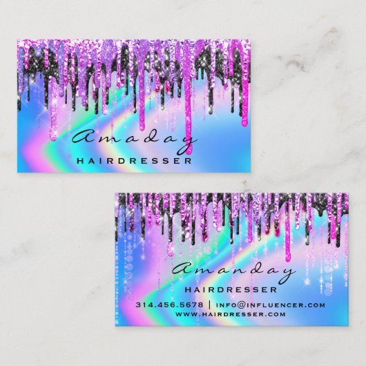 ホログラフィックヘアメイクアップ美しいサロンドリップピンキー 名刺 (正面/裏面)
