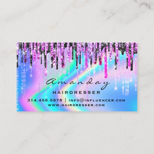 ホログラフィックヘアメイクアップ美しいサロンドリップピンキー 名刺 (裏面)