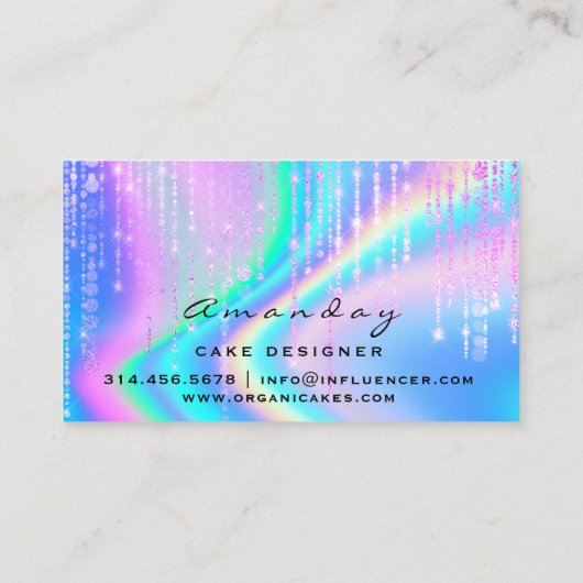 ホログラフィックベーカリーホームメイドケーキロゴ 名刺 (裏面)