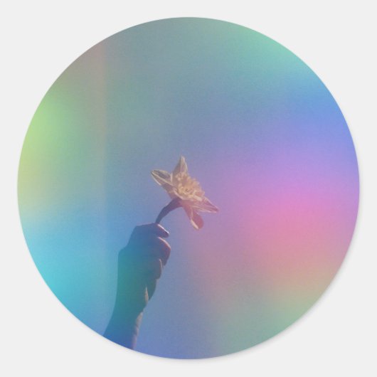 ホログラフィックホイルカラフルユニコーン鮮やか液体 ラウンドシール (正面)