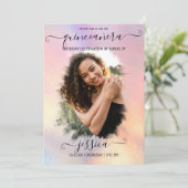 ホログラフィックホイルハローフォトコラージキンセアニラ 招待状 (スタンド正面)