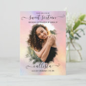 ホログラフィックホイルハローフォトコラージュ甘い16 招待状 (スタンド正面)