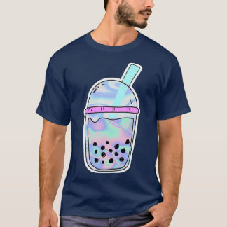 ホログラフィックホイルバブルティー虹色バブルティー Tシャツ