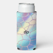 ホログラフィックホイル背景パターンモノグラム スリム缶クーラー (Seltzer正面)