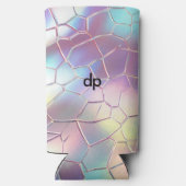 ホログラフィックホイル背景パターンモノグラム スリム缶クーラー (裏面)