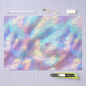 ホログラフィックホイル背景パターンモノグラム 薄葉紙 (クラフト)