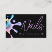 ホログラフィックポリッシュスプラッシュドリップ爪、 ネイルQRコードブラック 名刺 (正面)