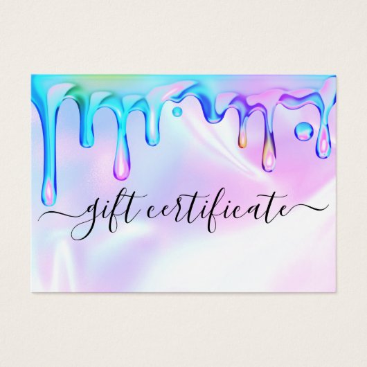 ホログラフィックポリッシュドリップス爪、 ネイルギフト証明書 (正面)