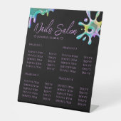 ホログラフィックポーランドスプラッシュドリップ爪、 ネイルブラック 台座サイン (正面)