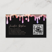 ホログラフィックポーランドドリップ爪、 ネイルアーティストQRコードブラック 名刺 (裏面)