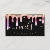 ホログラフィックポーランドドリップ爪、 ネイルアーティストQRコードブラック 名刺 (正面)