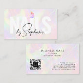 ホログラフィックポーランドネイルアーティストQRコードピンク美しい コーリングカード (正面/裏面)