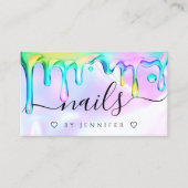 ホログラフィックポーランド爪、 ネイルアーティストQRコード 名刺 (正面)