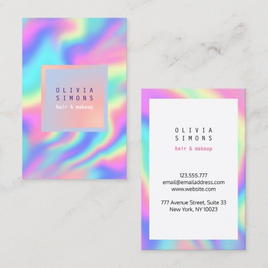 ホログラフィックミニマリスト名刺 名刺 (正面/裏面)