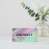 ホログラフィックメイクアップアーティストまつ毛QRロゴ金ゴールド 名刺 (スタンド正面)