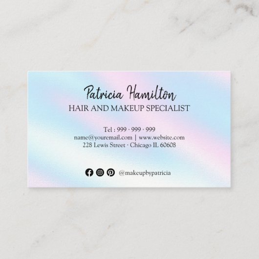 ホログラフィックメイクアップアーティストヘアサロンロイヤリティカード 名刺 (裏面)