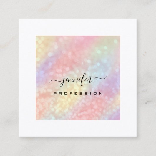ホログラフィックメイクアップアーティスト白ソーシャルメディア スクエア名刺 (正面)