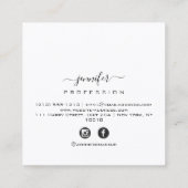 ホログラフィックメイクアップアーティスト白ソーシャルメディア スクエア名刺 (裏面)