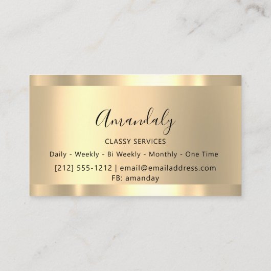 ホログラフィックメイクアップアーティスト金ゴールドの点滅の拡張 名刺 (裏面)