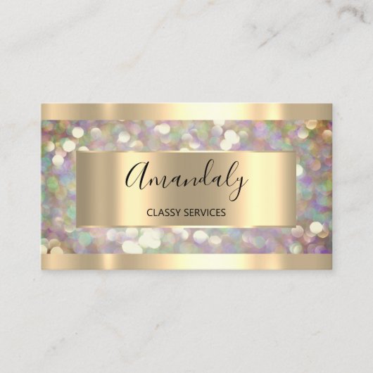 ホログラフィックメイクアップアーティスト金ゴールドの点滅の拡張 名刺 (正面)