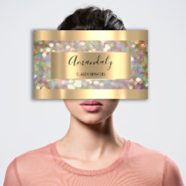 ホログラフィックメイクアップアーティスト金ゴールドの点滅の拡張 名刺