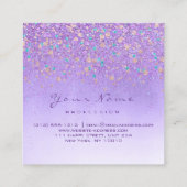 ホログラフィックメイクアップパープルグラデーション紙吹雪 スクエア名刺 (裏面)