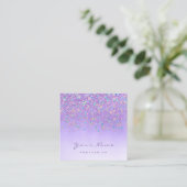 ホログラフィックメイクアップパープルグラデーション紙吹雪 スクエア名刺 (スタンド正面)