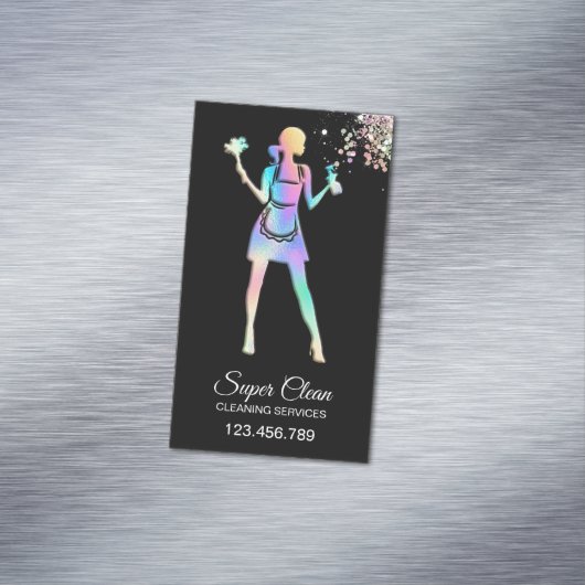 ホログラフィックメイド清掃業務用バス マグネット名刺 (インサイチュ)
