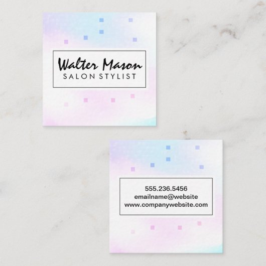 ホログラフィックモザイク幾何学模様 スクエア名刺 (正面/裏面)