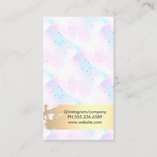 ホログラフィックモザイク幾何学模様 |メタリック金ゴールド 名刺 (裏面)