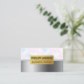 ホログラフィックモザイク幾何学模様 |メタリック 名刺 (スタンド正面)