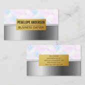 ホログラフィックモザイク幾何学模様 |メタリック 名刺 (正面/裏面)