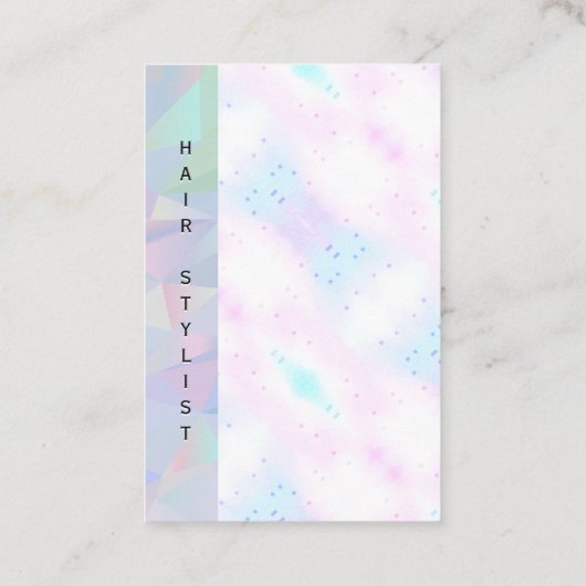 ホログラフィックモザイク幾何学模様 | 垂直文字 名刺 (裏面)