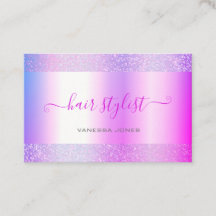 ホログラフィックモダンピンクパープルグラデーション美容師