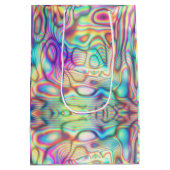 ホログラフィックモダン抽象芸術未来的エレガント ミディアムペーパーバッグ (裏面)