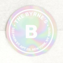 ホログラフィックモノグラムアドレスクラシックラウンドステッカー