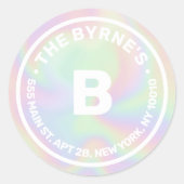 ホログラフィックモノグラムアドレスクラシックラウンドステッカー ラウンドシール (正面)