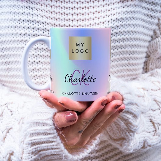 ホログラフィックモノグラム名事業ロゴ コーヒーマグカップ