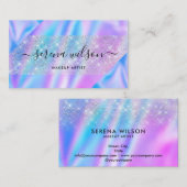 ホログラフィックユニコーンキラキラしたホロのメイクアップ 名刺 (正面/裏面)