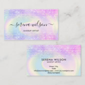 ホログラフィックユニコーンキラキラしたホロのメイクアップ 名刺 (正面/裏面)