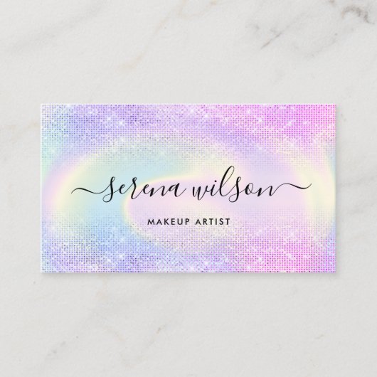ホログラフィックユニコーンキラキラしたホロのメイクアップ 名刺 (正面)