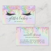 ホログラフィックユニコーングリッターがメイクアップの点滅 名刺 (正面/裏面)